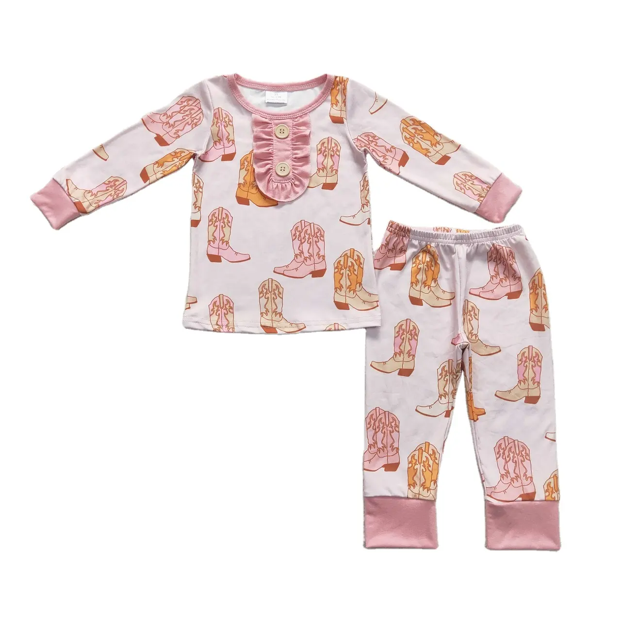 All'ingrosso abbigliamento da notte per bambini e bambini vestito rosa da bambina a maniche lunghe stivali Western camicie pantaloni per bambini pigiama
