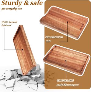 Tablas de Quesos para Bar en Casa, 3 Tamaños, Rectangulares, de Madera de Acacia, Platos para Servir Comida en Bodas - Product Image 5