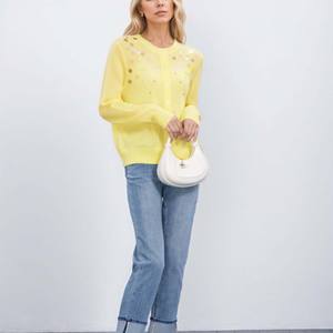 Service personnalisé Cardigans pour femmes en alpaga/laine <span class=keywords><strong>Pull</strong></span> en tricot de luxe respirant et brillant pour femmes avec paillettes - Product Image 5