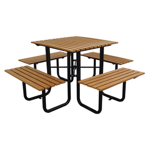 Fábrica al por mayor muebles de patio al aire libre <span class=keywords><strong>mesa</strong></span> de jardín de parque de picnic de madera <span class=keywords><strong>con</strong></span> un agujero de paraguas - Product Image 1