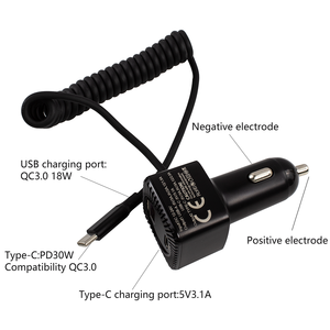 Cargador de coche de 100W cable de carga súper rápida PD30W QC3.0 adaptador USB tipo C 3 cargador de teléfono de coche multipuerto con iluminación de respiración - Product Image 2