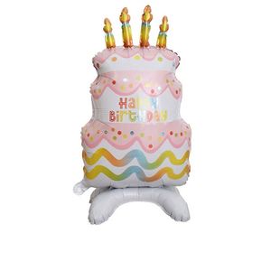Birthday Cake Shape Standing Outdoor <b>Decoration</b> for Event Ornament Kids Baby Shower Party Supplies Foil <b>Balloon</b> - Product Image 2