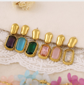 18K Gold PVD Plated <strong>Stainless</strong> <strong>Steel</strong> Drop Earrings for Women New Design Oval Colored Zircon Trendy Fashion <strong>Jewelry</strong> for Gift - Product Image 5