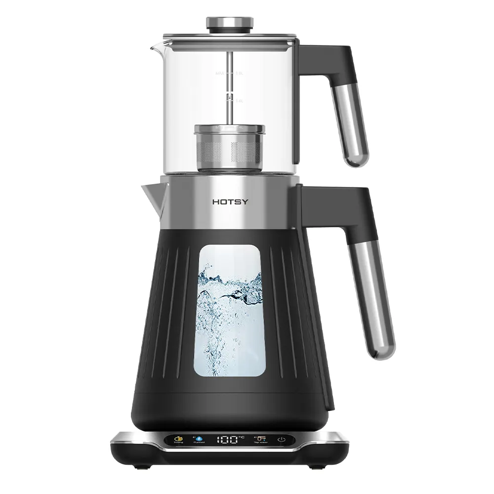 Chaleira de vidro elétrica Hotsy para chá alto, chaleira turca e persa, filtro de café e samovar, 1.6L + 0.8L, ideal para chá alto