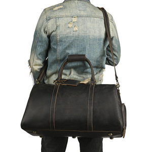 Genuine Leather Duffel <b>Bag</b> <b>Large</b> Capacity Men's Travel <b>Shoulder</b> <b>Bag</b> Business Commuter <b>Bag</b> Solid Color Soft Handle - Product Image 1