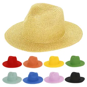 Cappello di panama di paglia unisex all'ingrosso dei cappelli di fedora della spiaggia di estate per gli uomini delle donne