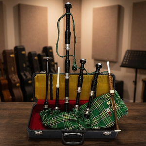 Obexa Grande Bagpipe en Bois de Rose des Highlands Modèle MC-0005 avec Corps Noir et Fixations Simples Argentées, Accessoire d'Instrument de Musique, Pakistan - Product Image 3