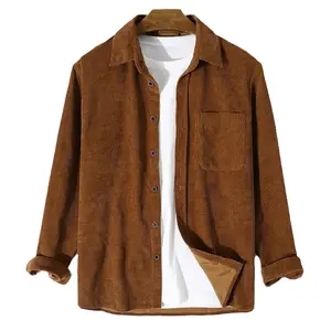 Autumn Men's Loose Corduroy Long-sleeved Shirt Men's Casual Solid-coloured Shirts