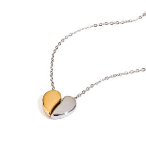 Collana pendente con cuore in oro 18K placcato SongYi oro solido placcato 'L' Love Letter - Product Image 2