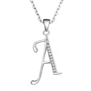 Breloques de lettres en argent sterling 925, vente en gros, pendentif alphabet, collier, bijoux