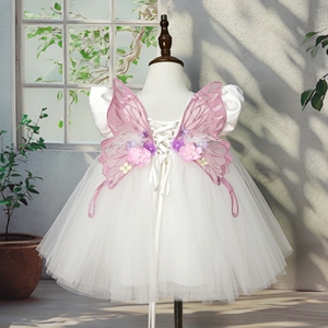 Abiti da <span class=keywords><strong>bambina</strong></span> con perline e farfalle, maniche corte a sbuffo, applicazioni in tulle, per compleanni, concorsi di bellezza, matrimoni, con ali - Product Image 6