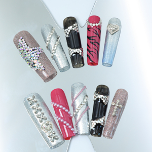 Uñas Acrílicas de Lujo Hechas a Mano al por Mayor, Precio de Fábrica, con Pedrería, Forma Cuadrada, Cobertura Completa 3D, Puntas Francesas, Mariposa, Largas - Product Image 3