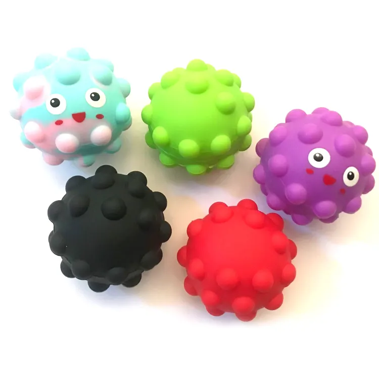 Bola de silicone para crianças, divertida, colorida, estresse, 3d, bolas de ventilação, pop, bolas de estresse