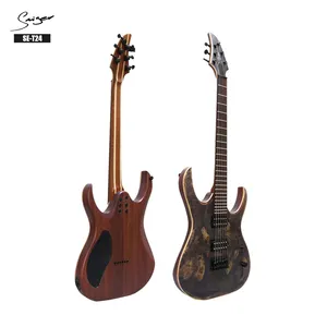 Guitarra elétrica acústica de alta qualidade, cetim, madeira jacarandá, dedo, violão
