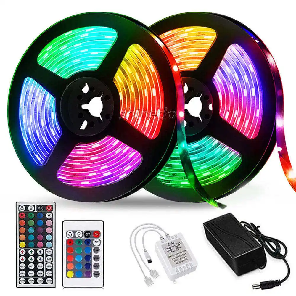 شريط إضاءة RGB 12 فولت 5050 متعدد الألوان متغير 5 متر مع تحكم عن بعد شريط إضاءة Led RGB