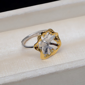 Bague en argent S925 à motif de fleur ouverte, 7-9 perles, accessoires de bijoux, plateau vide semi-fini amovible, bague de séparation de couleur - Product Image 4