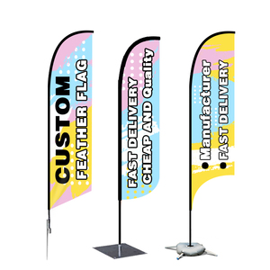 Teardrop Advertising Promotional Flags Banners Fabric Sublimation Customized Polyester Feather Beach Flag Stand Printing
