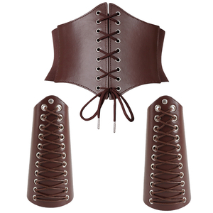 Cintura corsetto elastico in <span class=keywords><strong>ecopelle</strong></span> guanto braccialetto da donna Halloween medievale rinascimentale pirata vichia guerriero Cosplay - Product Image 3