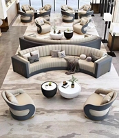 Juego de Sofás de Cuero de Lujo de Dos Plazas para Sala de Estar de Hotel y Villa, Tamaños y Colores Personalizables, Muebles Comerciales de Diseño Moderno