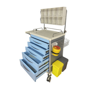 Carrito de Anestesia Médica ABS Azul Cielo con 5 Cajones, Carro de Tratamiento Multifuncional para Quirófano - Product Image 2