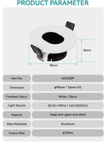 UGR<10 Anti-éblouissement Réglable GU10 Downlight Housing Wall Washer MR16 Module Downlight Frame