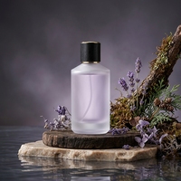 Botol Parfum Kaca Buram Silinder Retro Tutup Kayu Tutup Logam Botol Kosong Isi Ulang Berbagai Ukuran