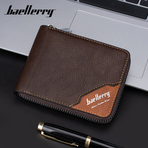 กระเป๋าสตางค์แบบสั้นสำหรับผู้ชายแบรนด์ Baellerry สีดำกาแฟ กระเป๋าสตางค์ซิปอเนกประสงค์สำหรับใช้ในชีวิตประจำวัน - Product Image 1