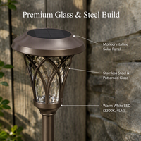 Lampes solaires pour allées extérieures, étanches, LED blanc chaud, lampes à piquet pour jardin, paysage, pelouse, cour, allée, patio