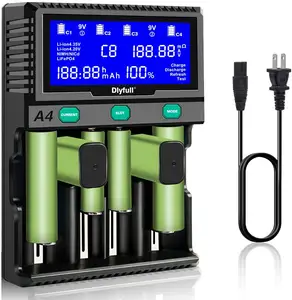 Dlyfull A4 Caricabatteria Display LCD per 18650 AA AAA AAAA C D 9V Ni-Mh Ni-cd li-ion Lifepo4 Lifepo4 Batterie Ricaricabili