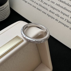 Bague en argent pur S925, style italien brossé, luxe simple, style de niche léger, personnalisée, design incrusté, accessoires de bijoux - Product Image 4