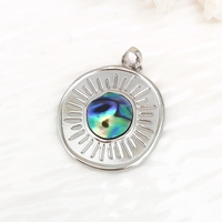 Haute qualité 18K plaqué or en acier inoxydable hypoallergénique naturel ormeau coquille pierre précieuse pendentif bricolage collier pour femme