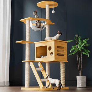 Manufacturer Direct Premium Wooden Cat Climbing Tree with Modern Style Natural Sisal Scratching <b>Posts</b>-Wholesale Pet Products - Product Image 1