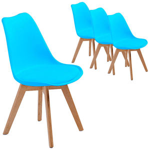 Sillas de Comedor Modernas y Contemporáneas de Alta Calidad al por Mayor, Silla Tulip con Asiento de Plástico y Patas de Madera para Cafetería, en Venta - Product Image 6
