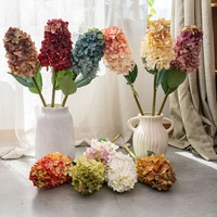 Fleurs artificielles de haute qualité, Hortensia blanc bordeaux pour arrangement floral, mariage, fête, décoration de table à domicile, vente en gros
