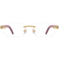 Lunettes sans monture en bois de luxe diamant décoration qualité hommes Prescription myopie monture optique lunettes d'usine lunettes sans monture
