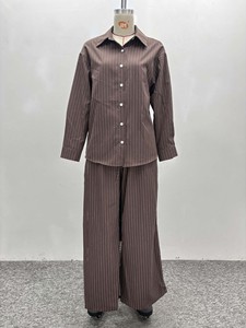 Plus Size Casual Striped Long Sleeve Cardigan Shirt High Waisted <b>Pants</b> African Women's Loose 2 Piece Set Fashion - Product Image 6