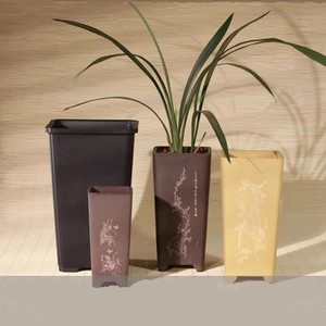 Maceta cuadrada alta de plástico con diseño de lote tradicional de 6,5 cm para orquídeas pequeñas y plantas - Product Image 4