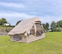 Tente gonflable portable facile à installer, en tissu Oxford, avec pompe manuelle, 4 saisons, imperméable, pour le camping, avec fenêtre en maille pour cheminée