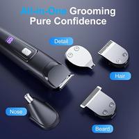 Kit de toilettage de la barbe pour homme 15 en 1, tondeuse électrique étanche IPX6 pour le visage, la moustache, le nez, les oreilles, les poils du corps, rechargeable, cadeau pour homme