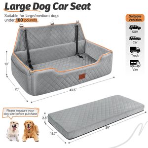 Asiento de Coche para Perro Desmontable, Cama para Mascotas con Correa de Seguridad, Diseño Personalizado, Lavable, Antideslizante, Portátil para Asiento Trasero, Bolso, Sofá - Product Image 2