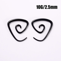 Nouveau tunnel de piercing en acrylique noir triangulaire en spirale conique avec dilatateur d'oreille pour homme, plug d'étirement, plug d'oreille escargot