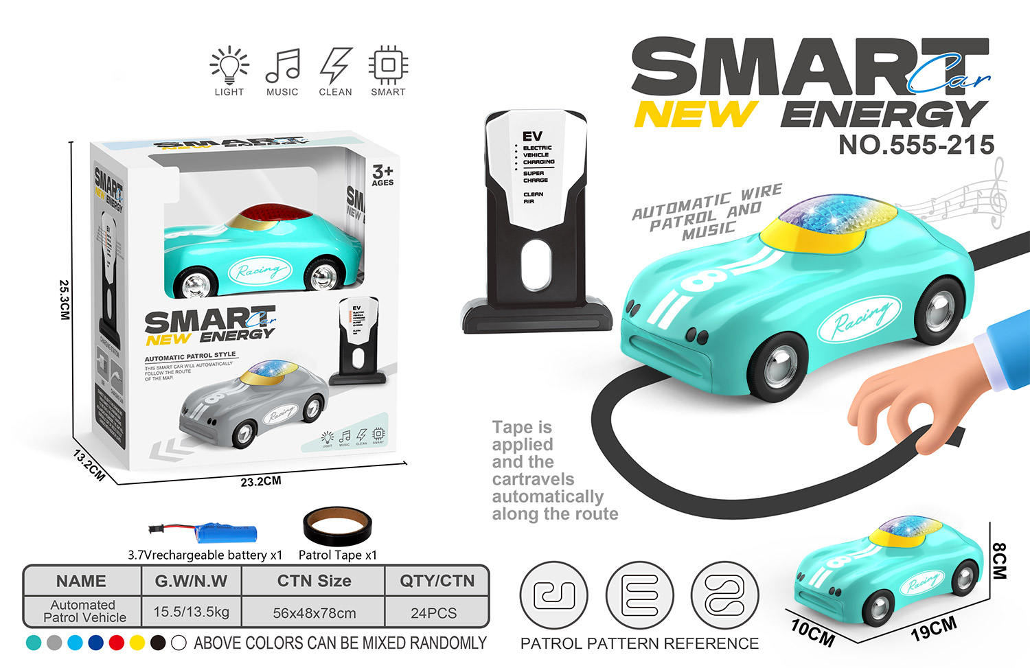 555-215 Vert (Lumières + Chanson des Lettres) - Version Rechargeable - Boîte Fenêtre