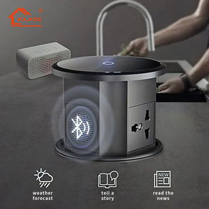 Enchufe de escritorio emergente de elevación motorizada oculta plateada personalizada KLASS para encimera de cocina, enchufe de elevación hacia arriba y hacia abajo - Product Image 1