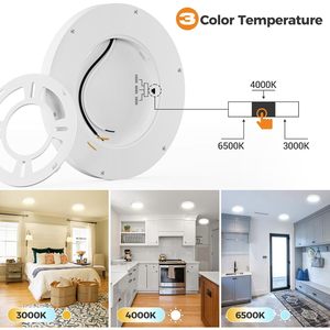 Slochi Flush Mount <b>Ceiling</b> <b>Light</b> 7.5 Inch 15W <b>LED</b> 3000K 4000K 6500K White <b>Modern</b> Design - Product Image 3