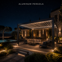 Pergola bioclimatique en aluminium thermolaqué, toit à lames motorisées, imperméable, pour terrasse extérieure, vente en gros d'usine