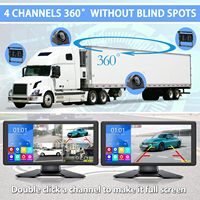 10.36 pouces 4 splits écran tactile DVR moniteur d'enregistrement Bluetooth FM USB MP5 4 1080P caméras de vue arrière/latérale pour remorque de camion RV