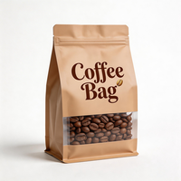 Sac d'emballage pour grains de café avec valve et fenêtre, sac en aluminium scellé, sac refermable réutilisable pour poudre et aliments