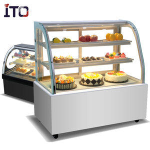 Arc Glass Cake Cooler Display, Refrigerated Bakery Pastry Showcase Cabinet
