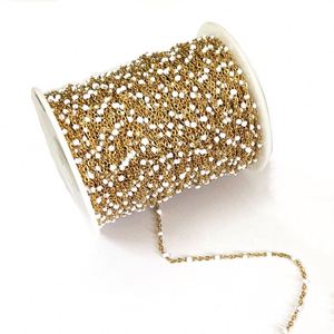 Nouvelle chaîne en acier inoxydable doré/<span class=keywords><strong>argent</strong></span>é, chaîne à perles faite à la main pour la fabrication de bracelets et de colliers, 9 mètres par rouleau - Product Image 6