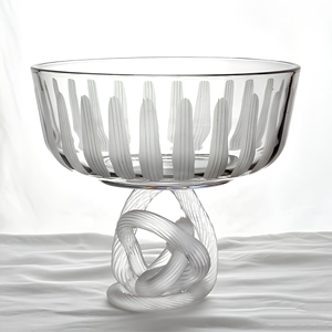 Tazón de Vidrio Transparente con Base de Nudos, Diseño Bohemio Tallado a Mano, Vajilla para Cocina, para Servir Comida en Fiestas - Product Image 2